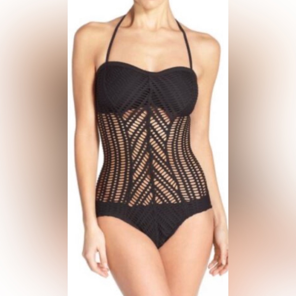 Robin Piccone Mitered Sophia 160511 Convertible One-Piece Swimsuit Black
